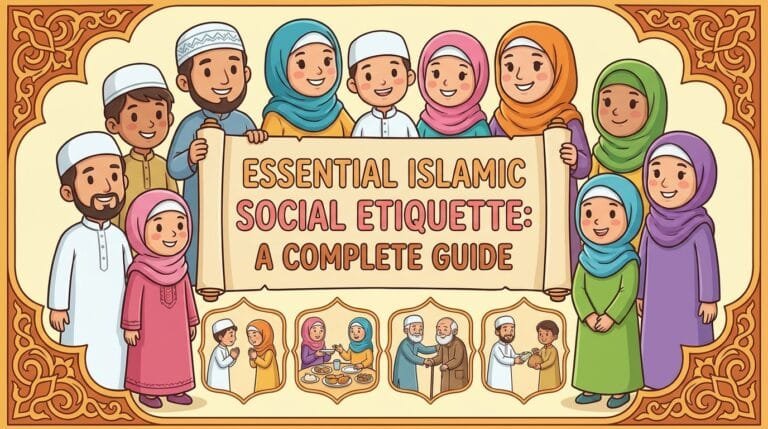 Islamic social etiquette: Muslims greeting with peace and respect