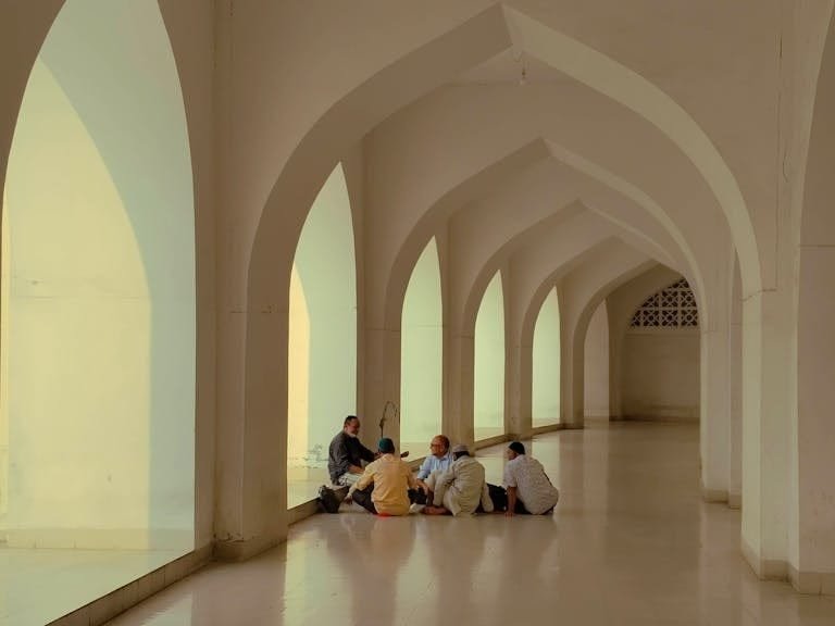 sharing islam basics with a group in a mosque