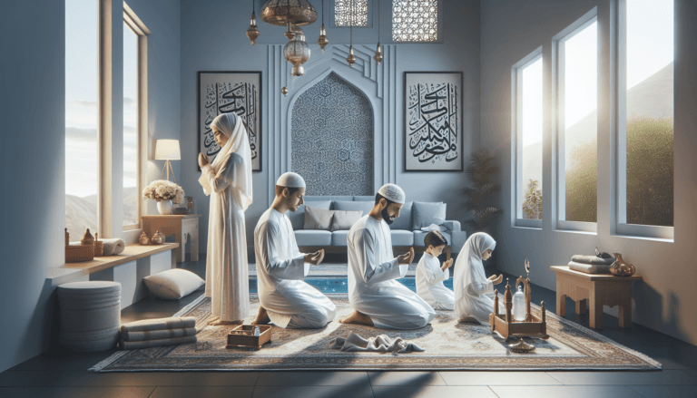 daily life fiqh - Muslim family praying and performing wudu