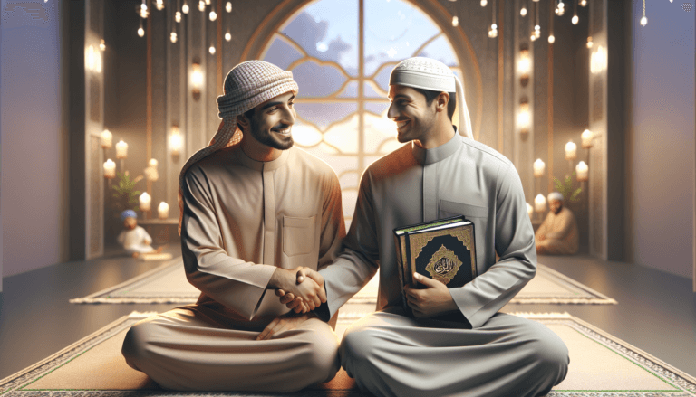 Islamic conflict resolution - two Muslims making peace with Quran