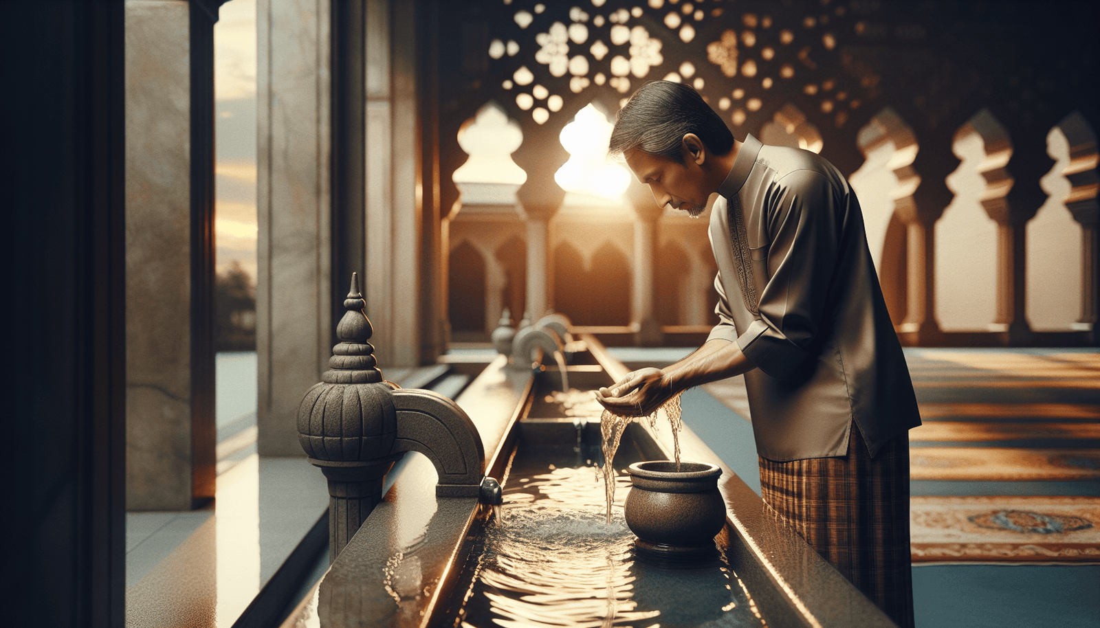 Muslim performing wudu illustrating purification rules in Islam