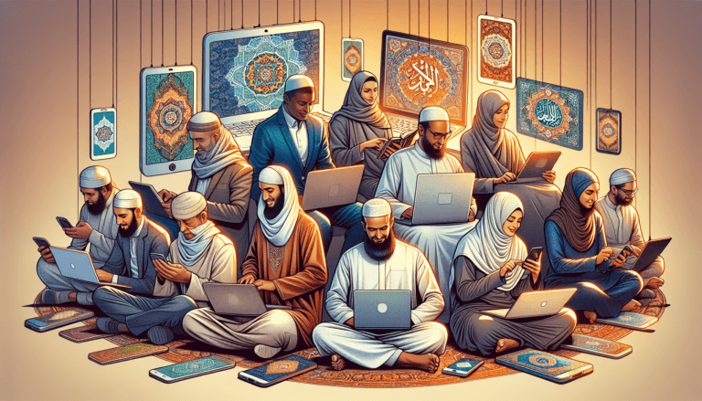 Muslims using social media for Da’wah on smartphones and laptops with Islamic content