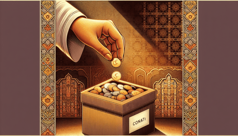 Sadaqah benefits illustrated by a hand giving charity with divine light