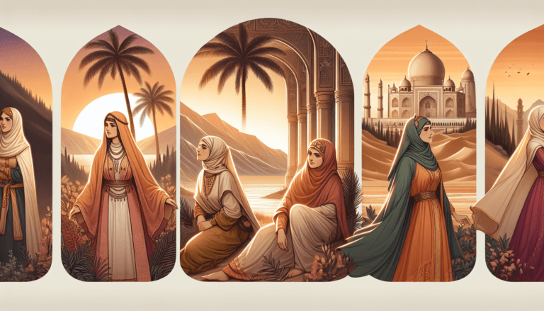 Stories of women in the Quran showing Maryam, Asiya, Khadijah, and Hajar