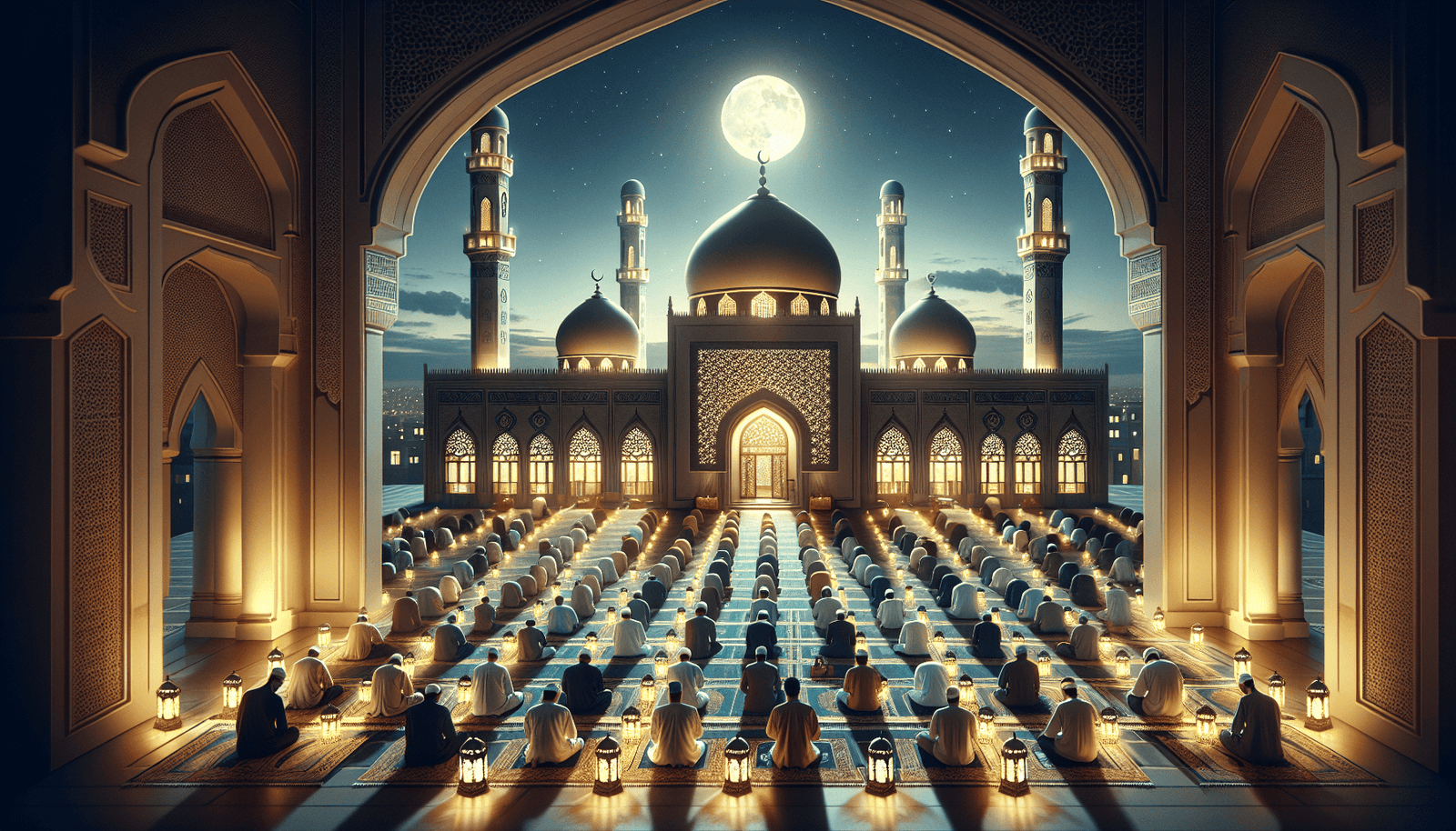 Taraweeh prayers at mosque during Ramadan night